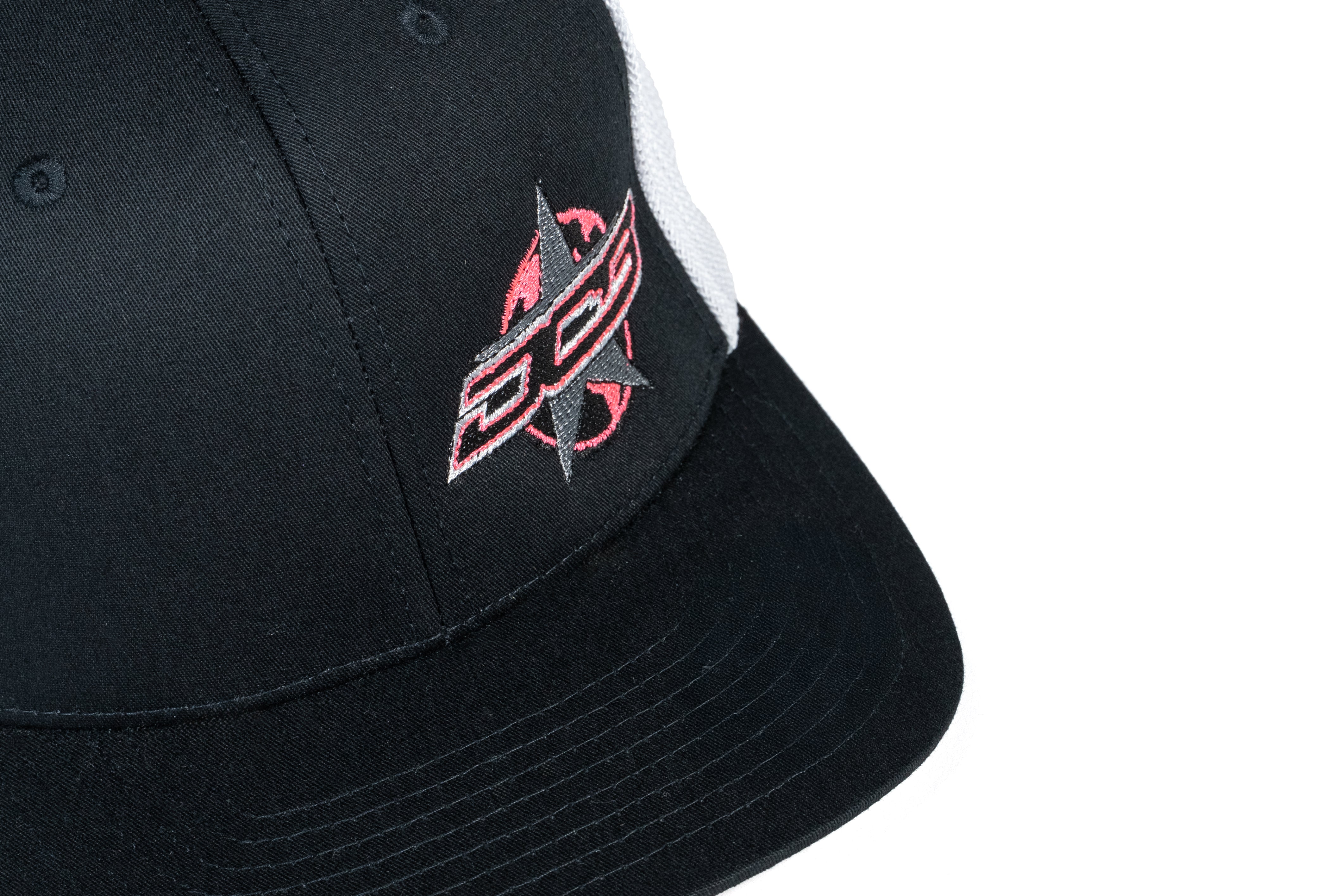 DCB PINK STAR/BLACK WITH WHITE MESH FITTED HAT