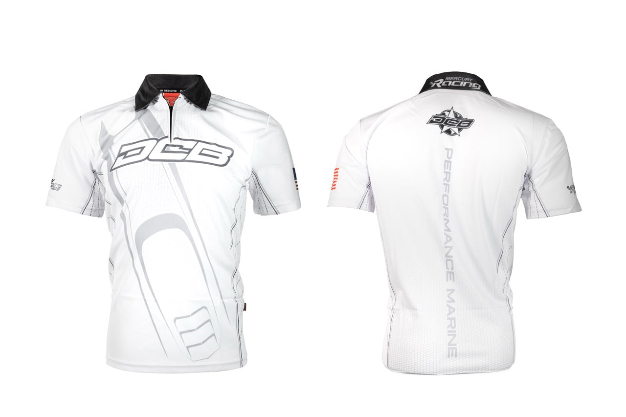 DCB WHITE/GREY MENS 1/4 ZIP POLO JERSEY