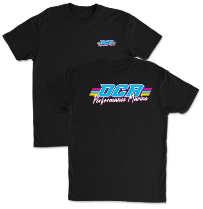 Mens black retro DCB short sleeve shirt