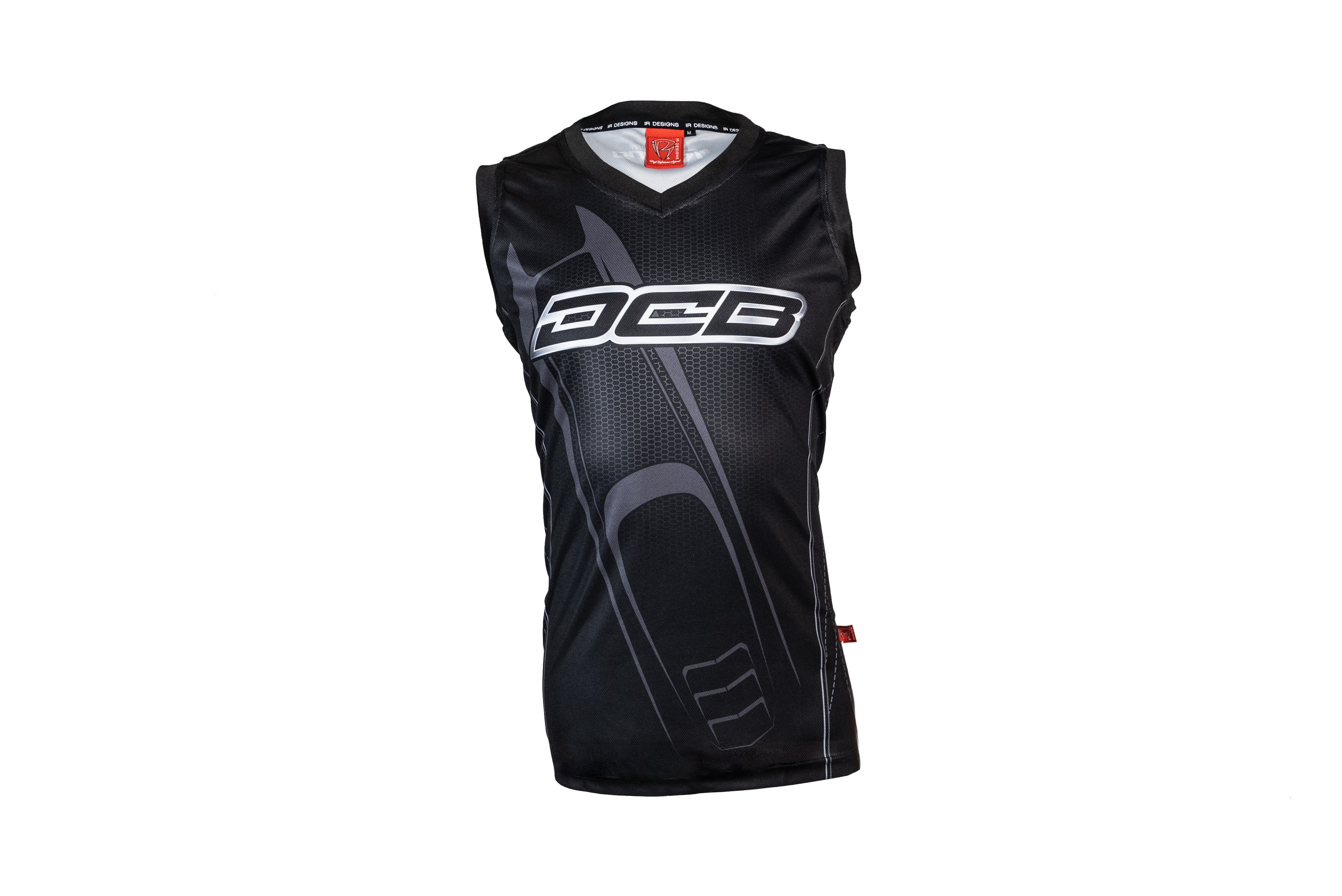 DCB MENS CUT OFF SLEEVE JERSEY- BLACK/WHITE