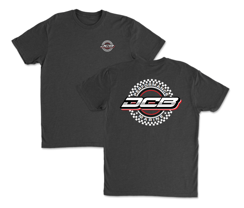Mens charcoal DCB checkered circle short sleeve tee