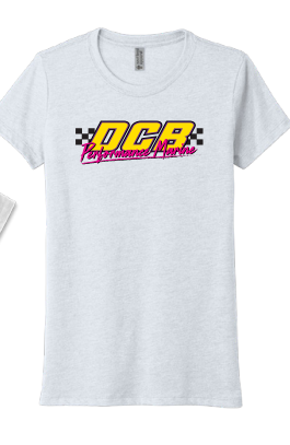 Women's heather white DCB retro short sleeve shirt